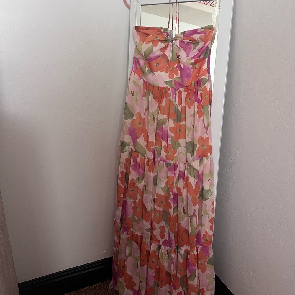 Selfie Leslie Pink and Orange Floral Maxi Dress